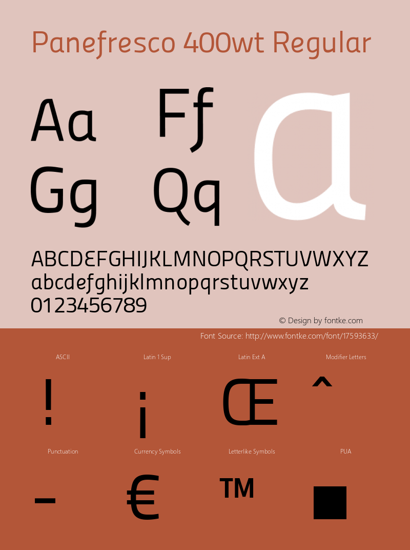 Panefresco 400wt Regular Version 1.002 Font Sample