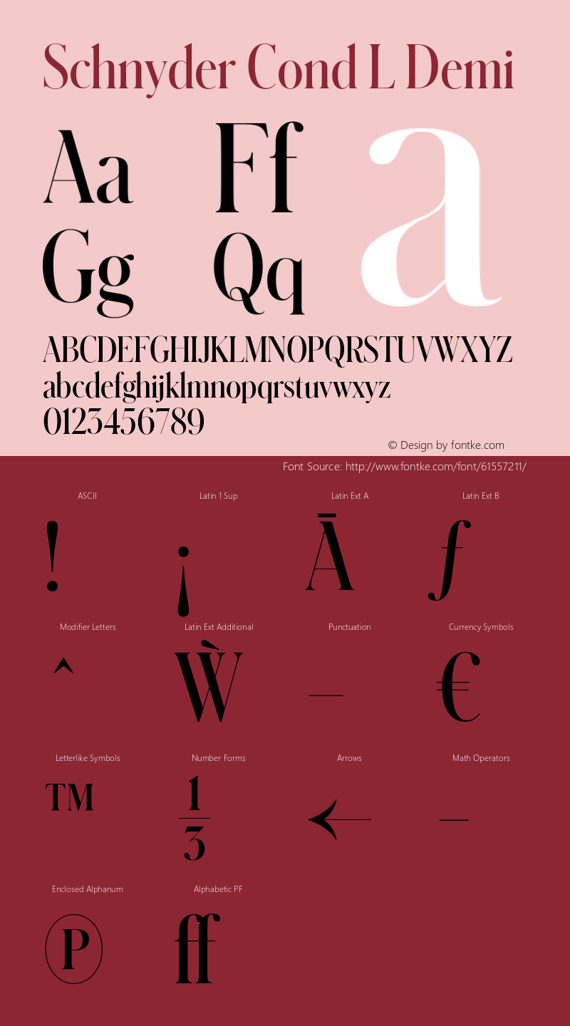 SchnyderCondL-Demi Version 1.001 Font Sample