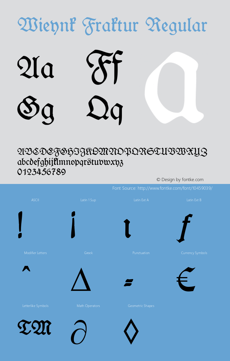 Wieynk Fraktur Regular Macromedia Fontographer 4.1 29.04.2002 Font Sample