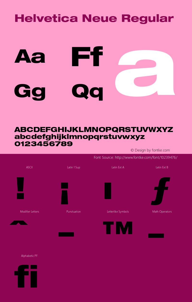 Helvetica Neue Regular 001.000 Font Sample