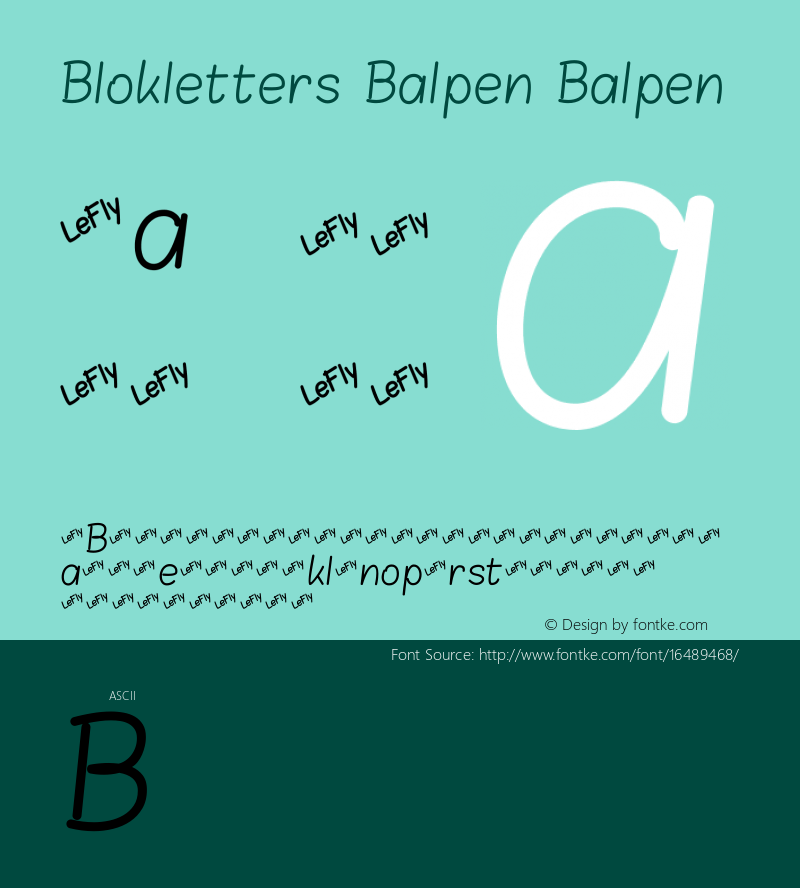 Blokletters Balpen Balpen Version 1.0 Font Sample