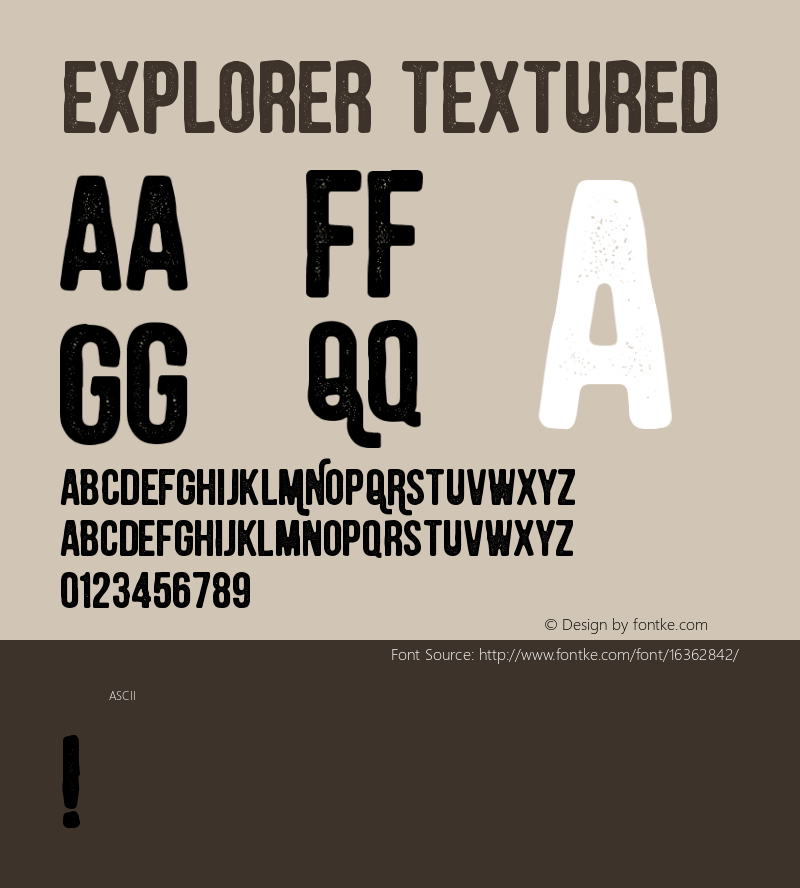 Explorer Textured Version 1.0 Font Sample