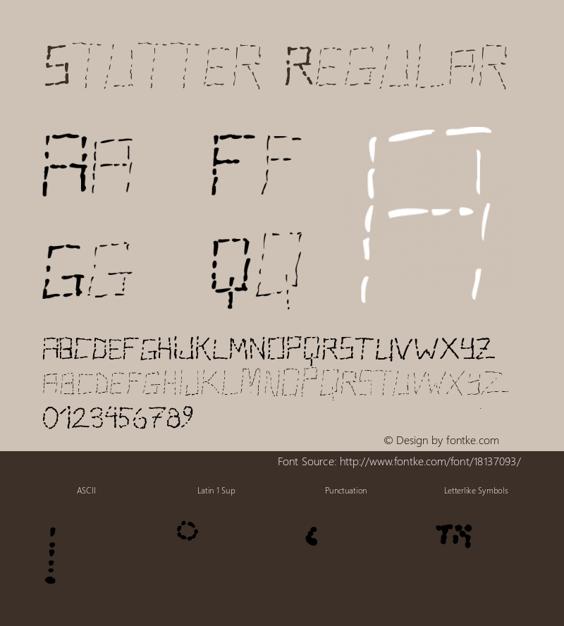 Stutter Regular Version 001.001 Font Sample