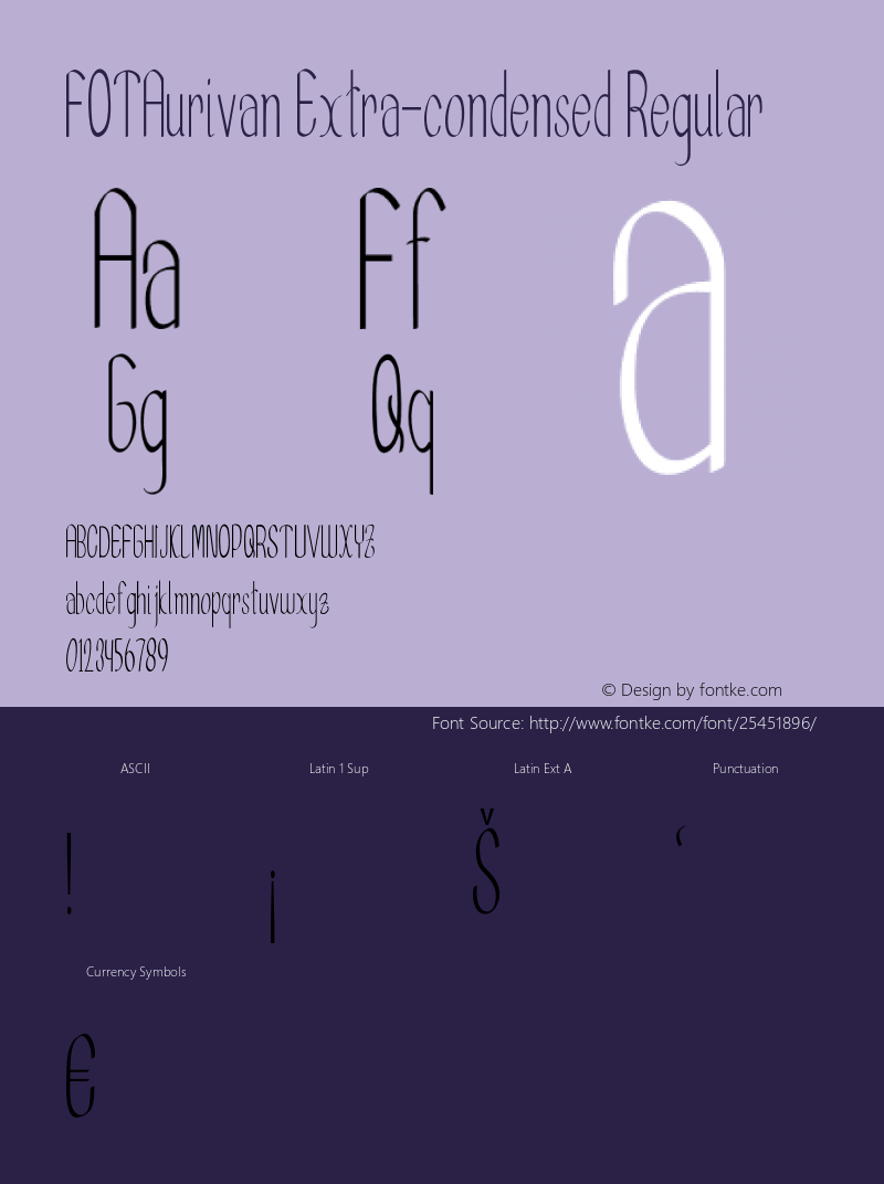 FOTAurivan-ExtracondensedRegular Version 1.000 Font Sample