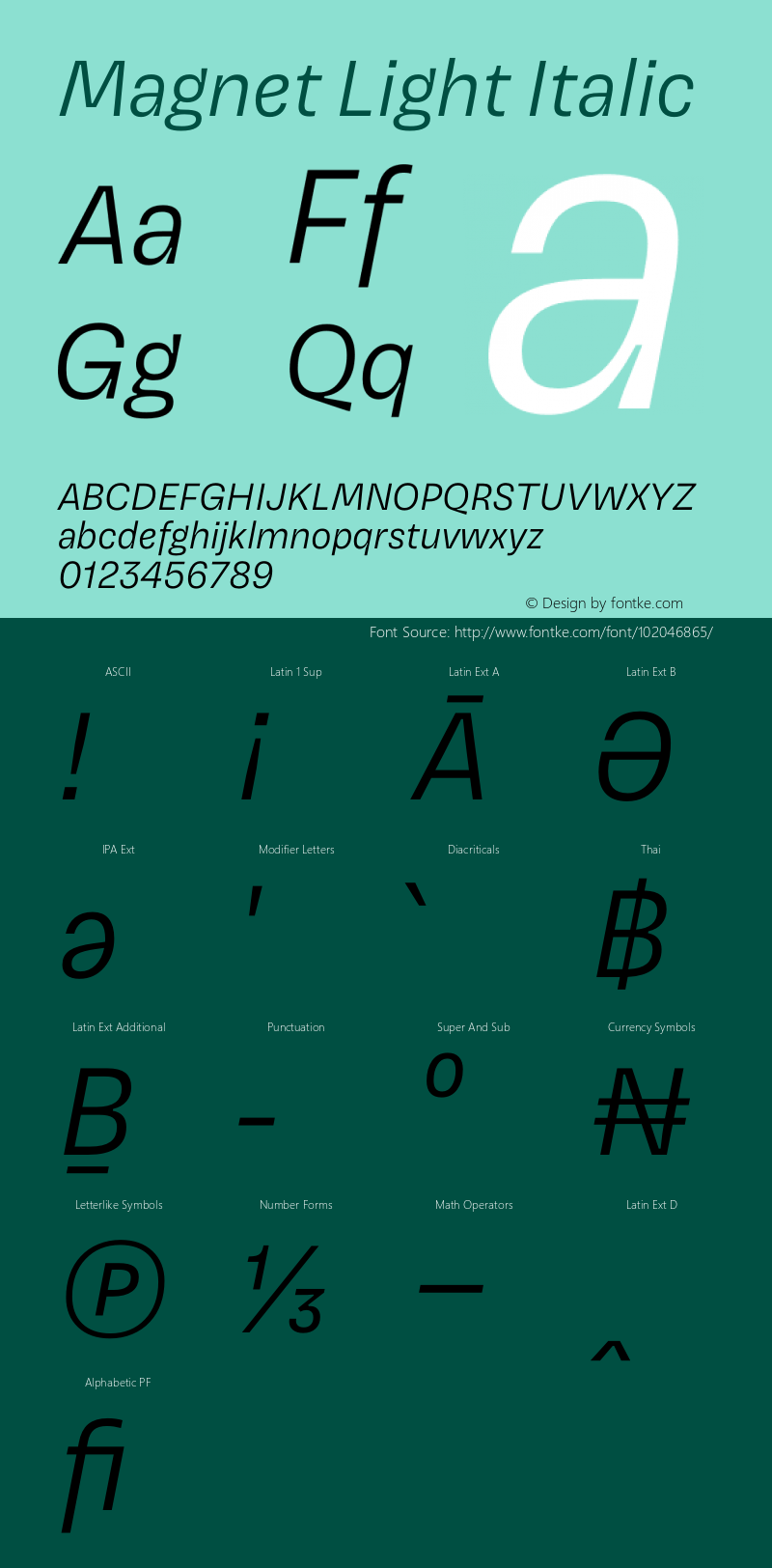 Magnet Light Italic Version 1.001;PS 1.000;hotconv 16.6.51;makeotf.lib2.5.65220 Font Sample