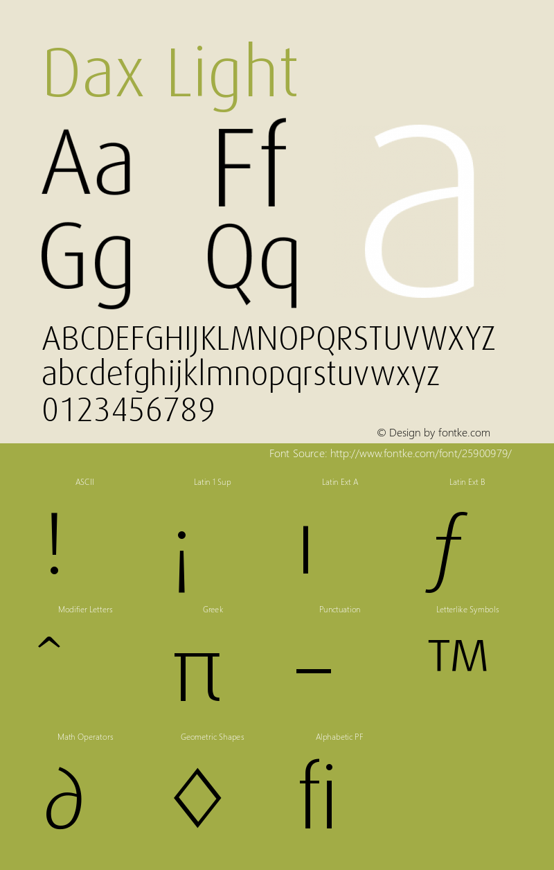 Dax-Light Version 001.000 Font Sample