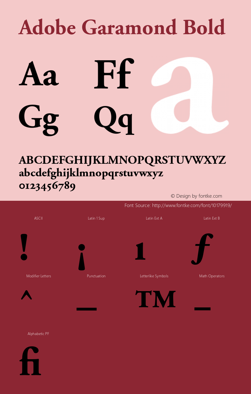 Adobe Garamond Bold 001.002 Font Sample