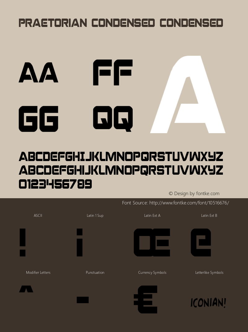 Praetorian Condensed Condensed 001.000 Font Sample