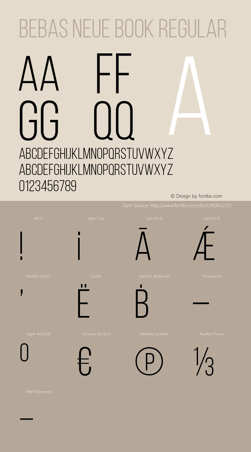 Bebas Neue Book Regular Version 001.003 Font Sample