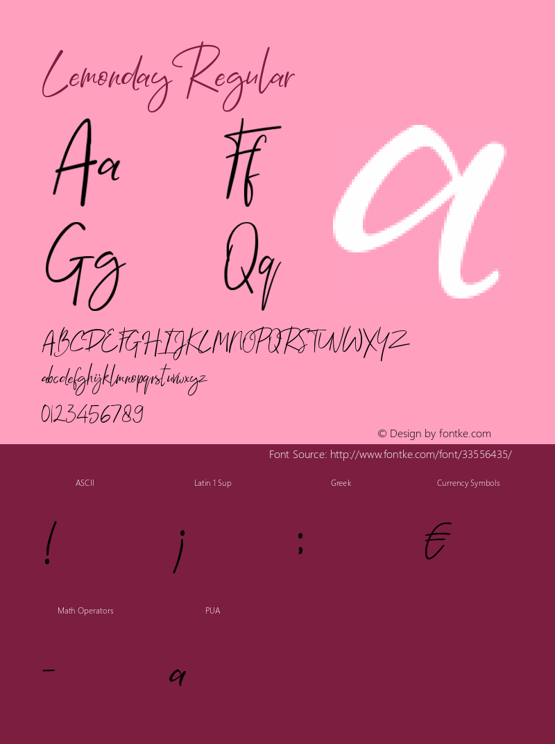 Lemonday Version 1.00;May 12, 2019;FontCreator 11.5.0.2430 64-bit Font Sample