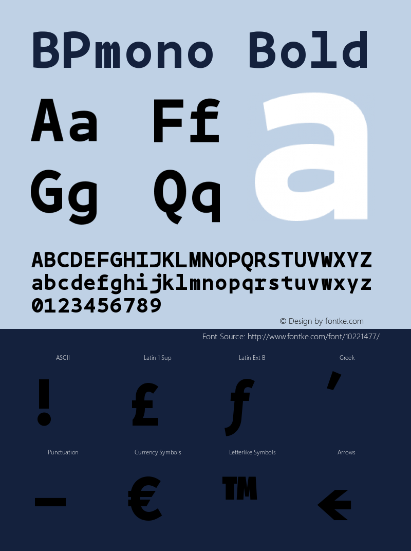 BPmono Bold Version 1.000 Font Sample