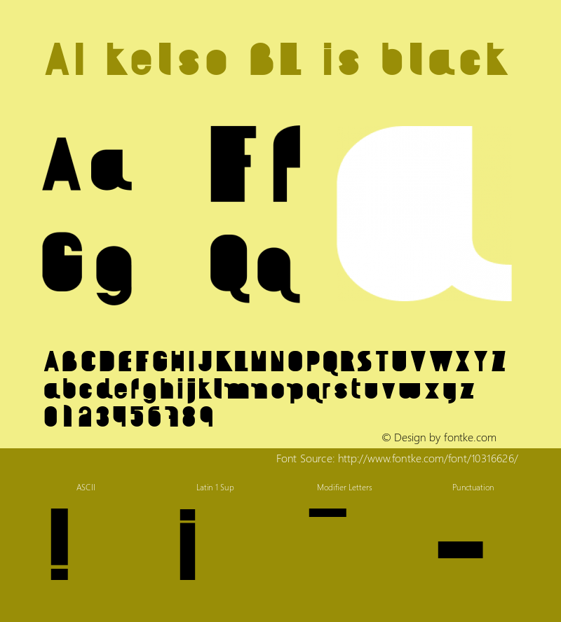 AI kelso BL is black Macromedia Fontographer 4.1 1/11/2006 Font Sample