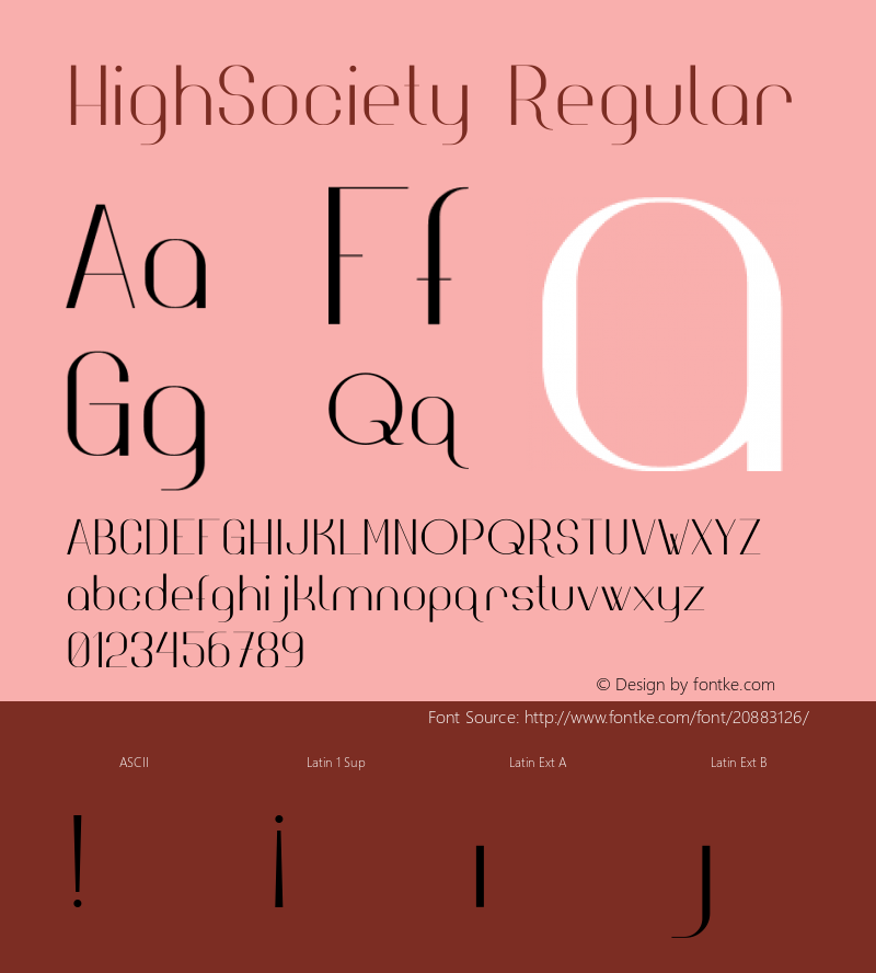 HighSociety Version 1 Font Sample