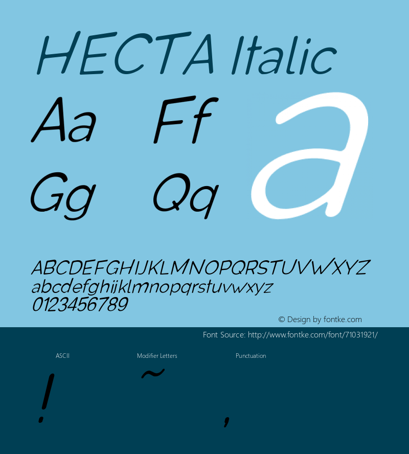 HECTA Italic Version 1.000 Font Sample
