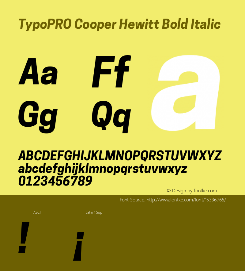 TypoPRO Cooper Hewitt Bold Italic 1.000 Font Sample