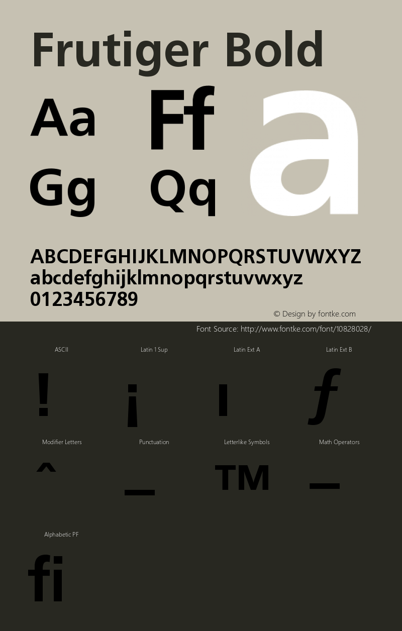 Frutiger Bold Version 001.000 Font Sample