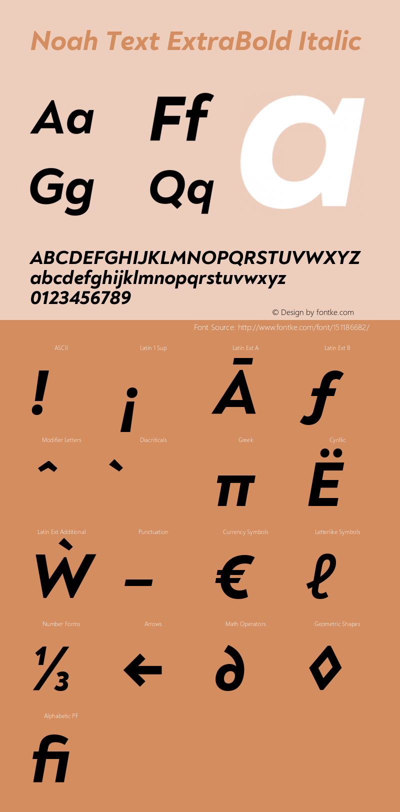 Noah Text ExtraBold Italic Version 1.000;PS 001.000;hotconv 1.0.88;makeotf.lib2.5.64775 Font Sample