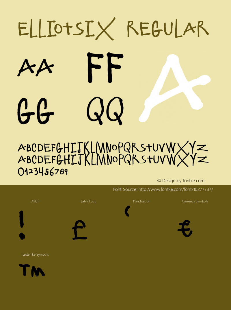 ElliotSix Regular 1.000 Font Sample