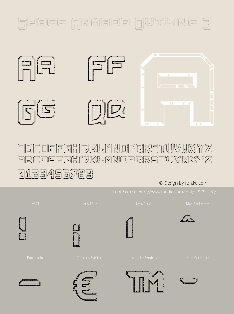 Space Armada Outline 3 Version 1.005;Fontself Maker 3.5.7图片样张