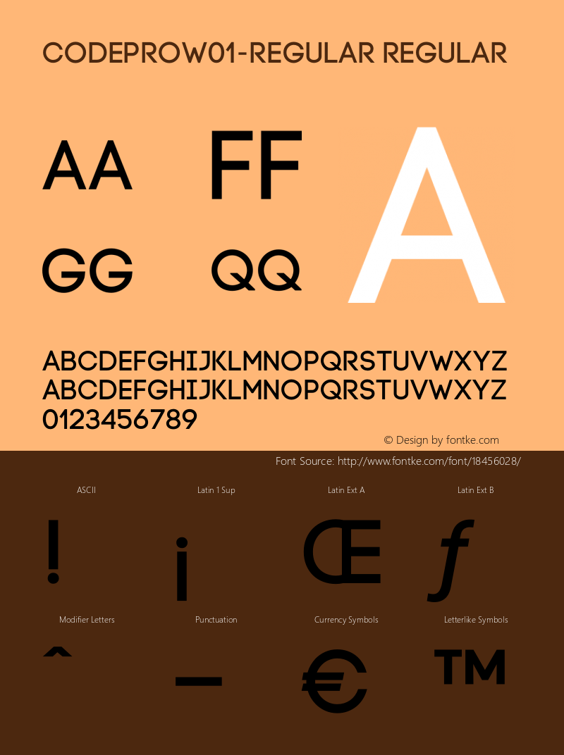 CodeProW01-Regular Regular Version 1.00 Font Sample