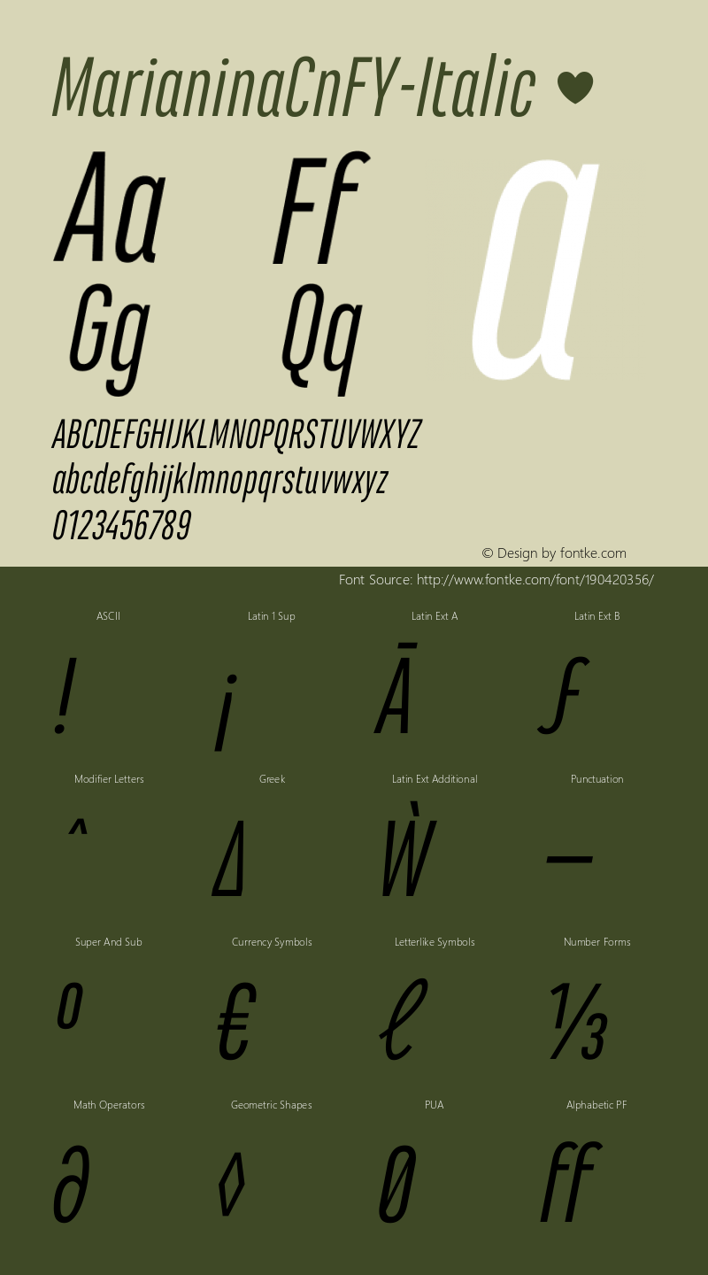 ☞Marianina Cn FY Italic Version 1.000;com.myfonts.easy.fontyou.marianina-fy.cn-italic.wfkit2.version.4f2s图片样张