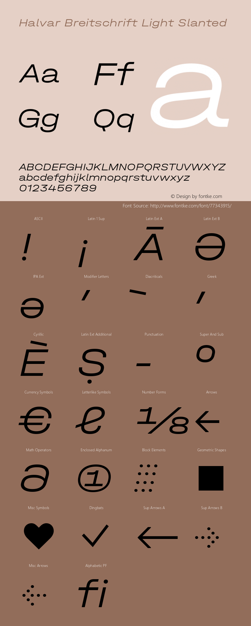 Halvar Breitschrift Light Slanted Version 1.000 Font Sample