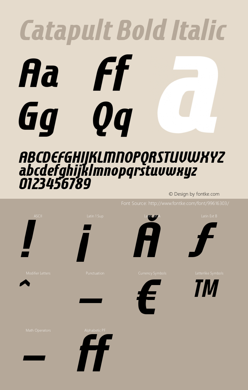 Catapult Bold Italic 1 Font Sample