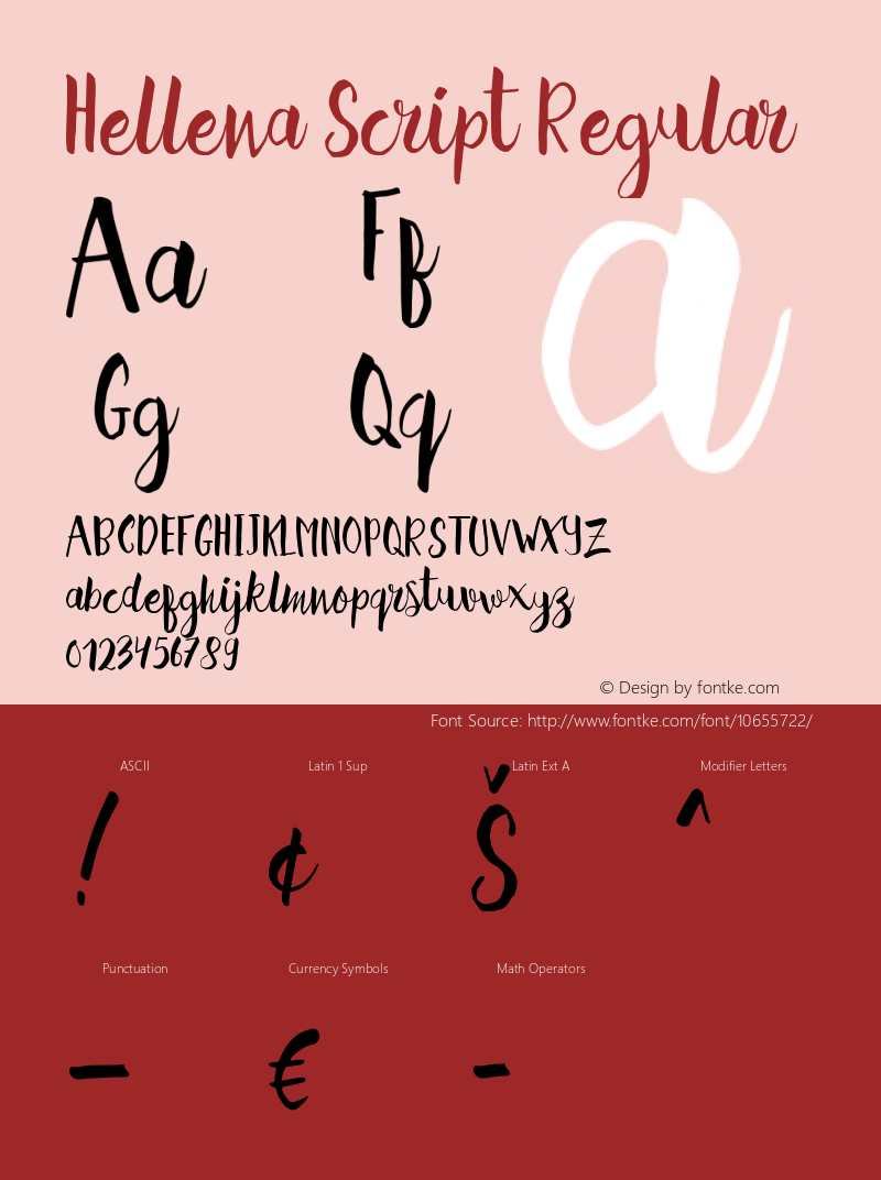 Hellena Script Regular Version 1.000 Font Sample