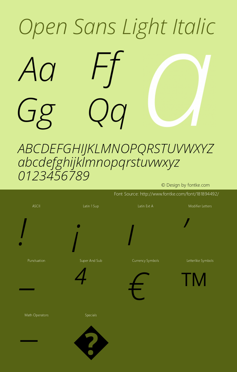 Open Sans Light Italic Version 3.000图片样张