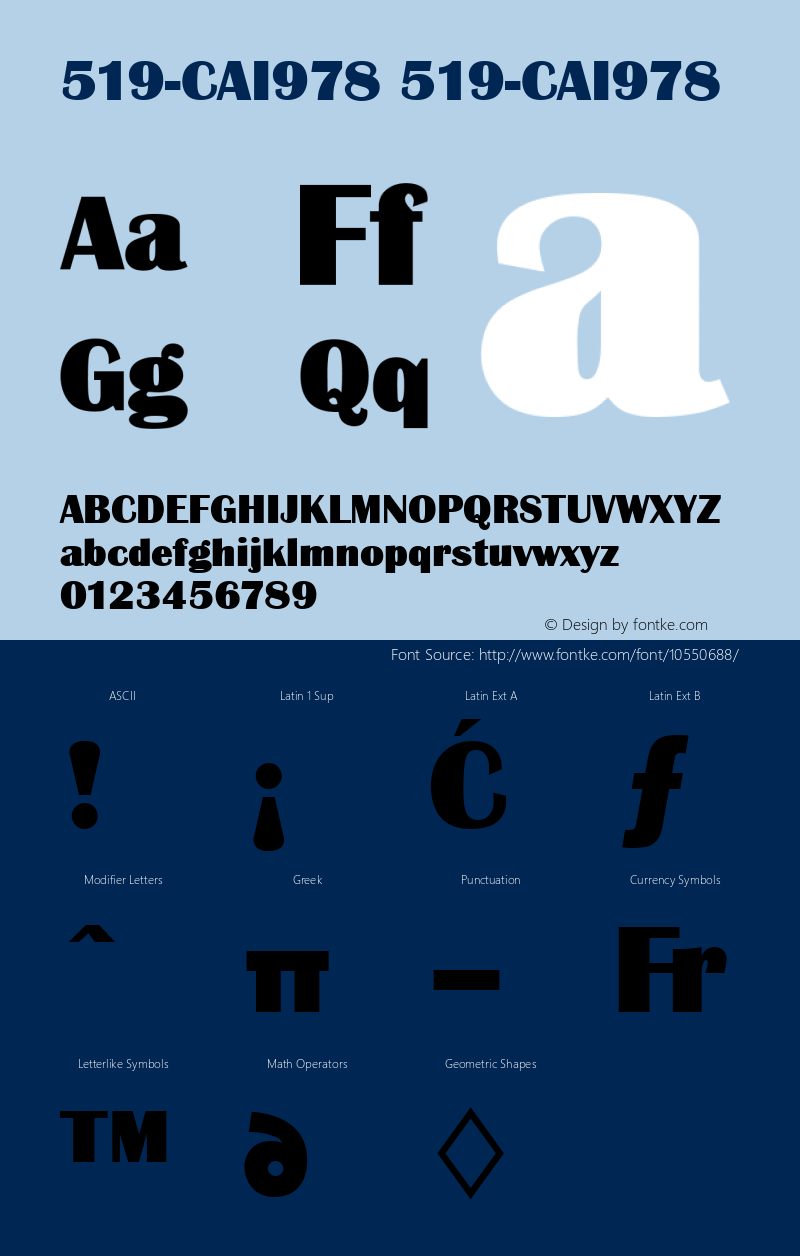 519-CAI978 519-CAI978 Version 3.0 Font Sample