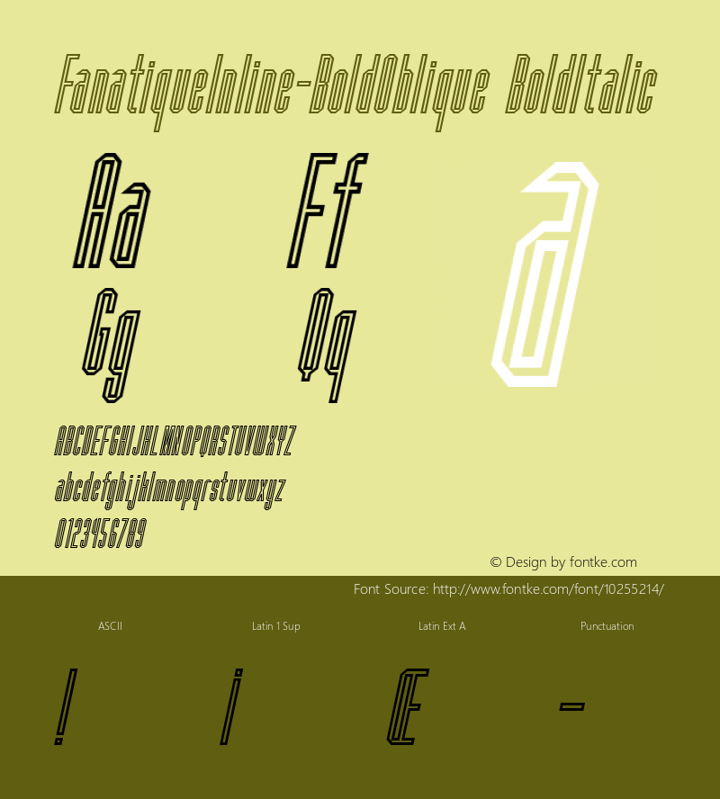 FanatiqueInline-BoldOblique BoldItalic Version 1.00 Font Sample