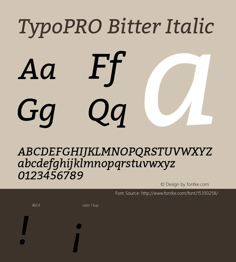 TypoPRO Bitter Italic Version 1.300;PS 001.300;hotconv 1.0.70;makeotf.lib2.5.58329 DEVELOPMENT Font Sample