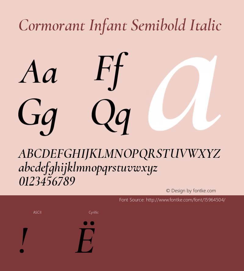 Cormorant Infant Semibold Italic Version 1.000;PS 002.000;hotconv 1.0.88;makeotf.lib2.5.64775; ttfautohint (v1.4.1) Font Sample
