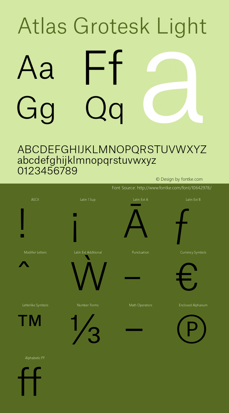 Atlas Grotesk Light Version 1.001;PS 1.001;hotconv 1.0.57;makeotf.lib2.0.21895 Font Sample