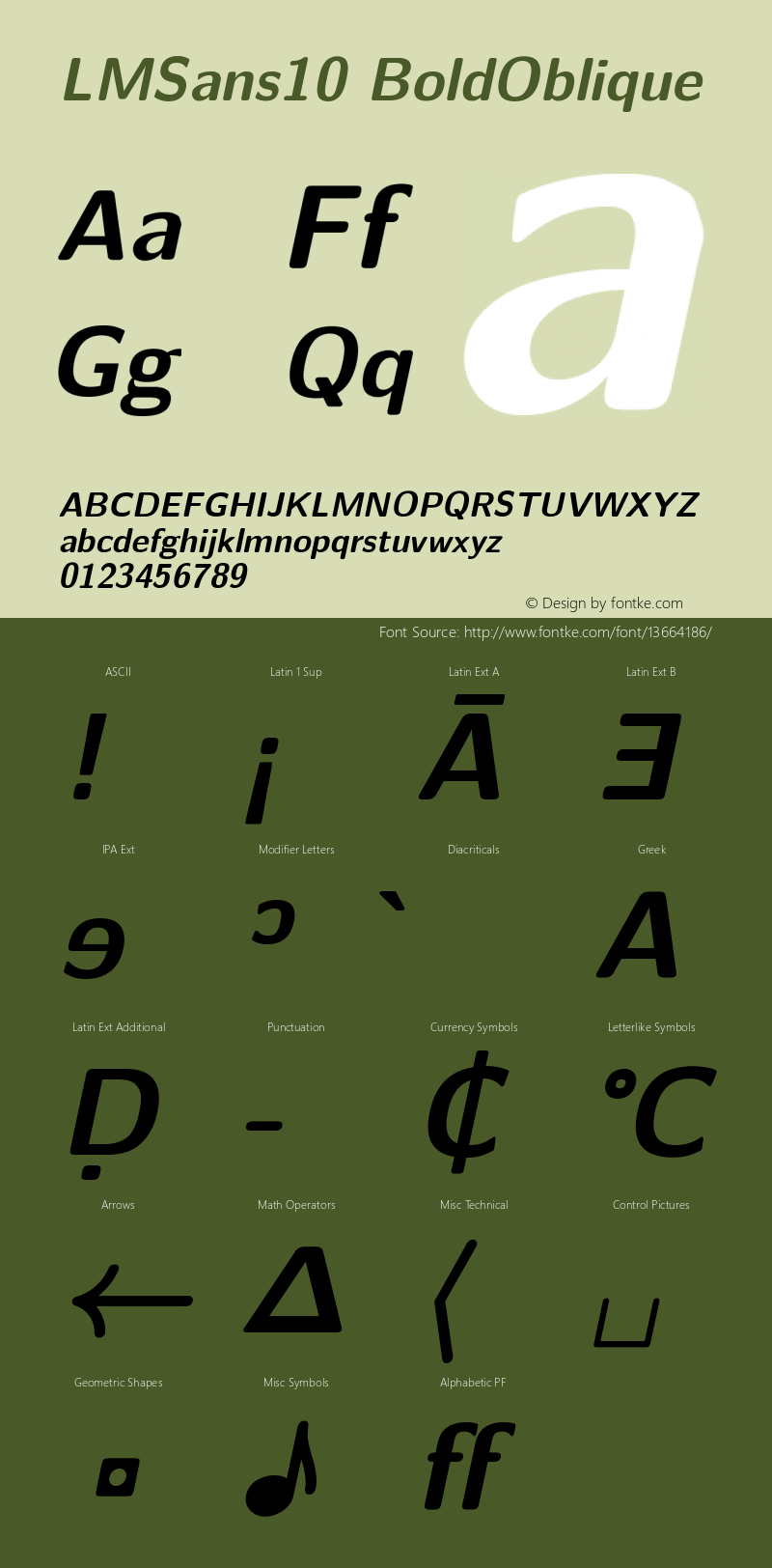 LMSans10 BoldOblique Version 2.004 Font Sample