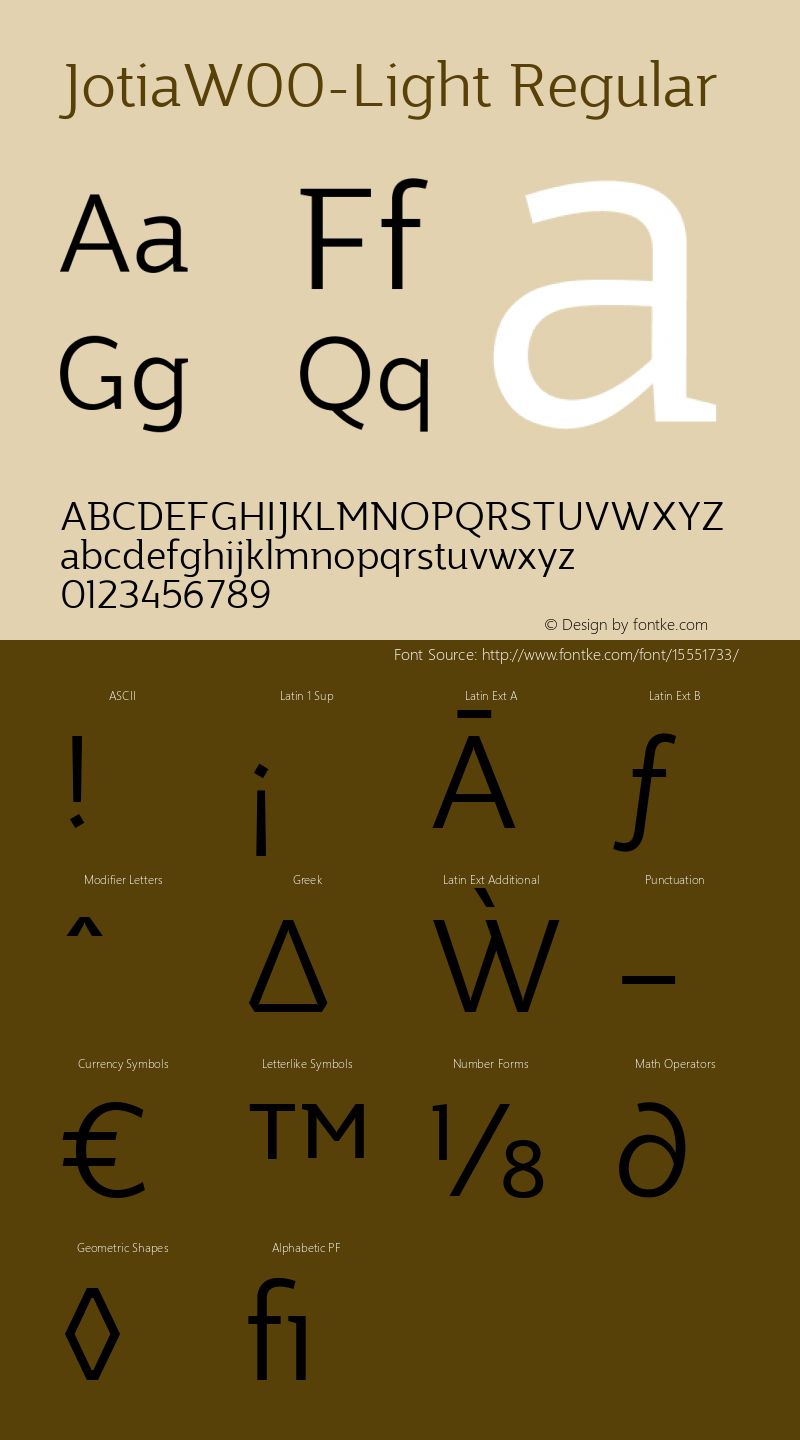 JotiaW00-Light Regular Version 1.00 Font Sample