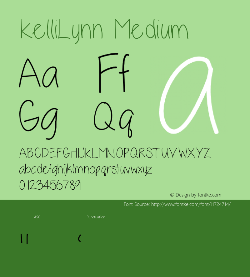 KelliLynn Medium Version 001.000 Font Sample
