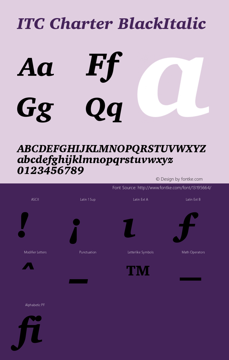 ITC Charter BlackItalic Version 003.001 Font Sample