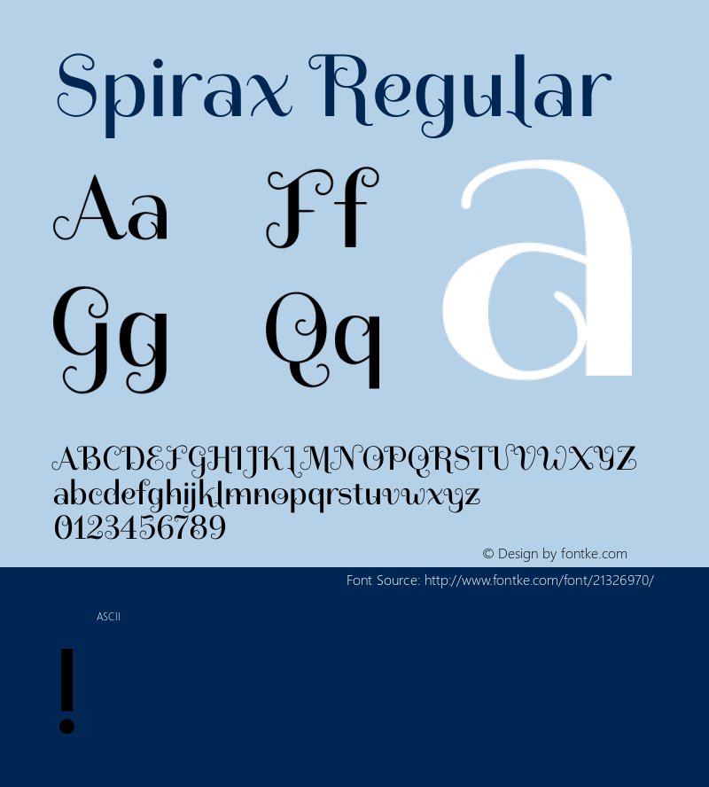 Spirax Version 1.0 Font Sample
