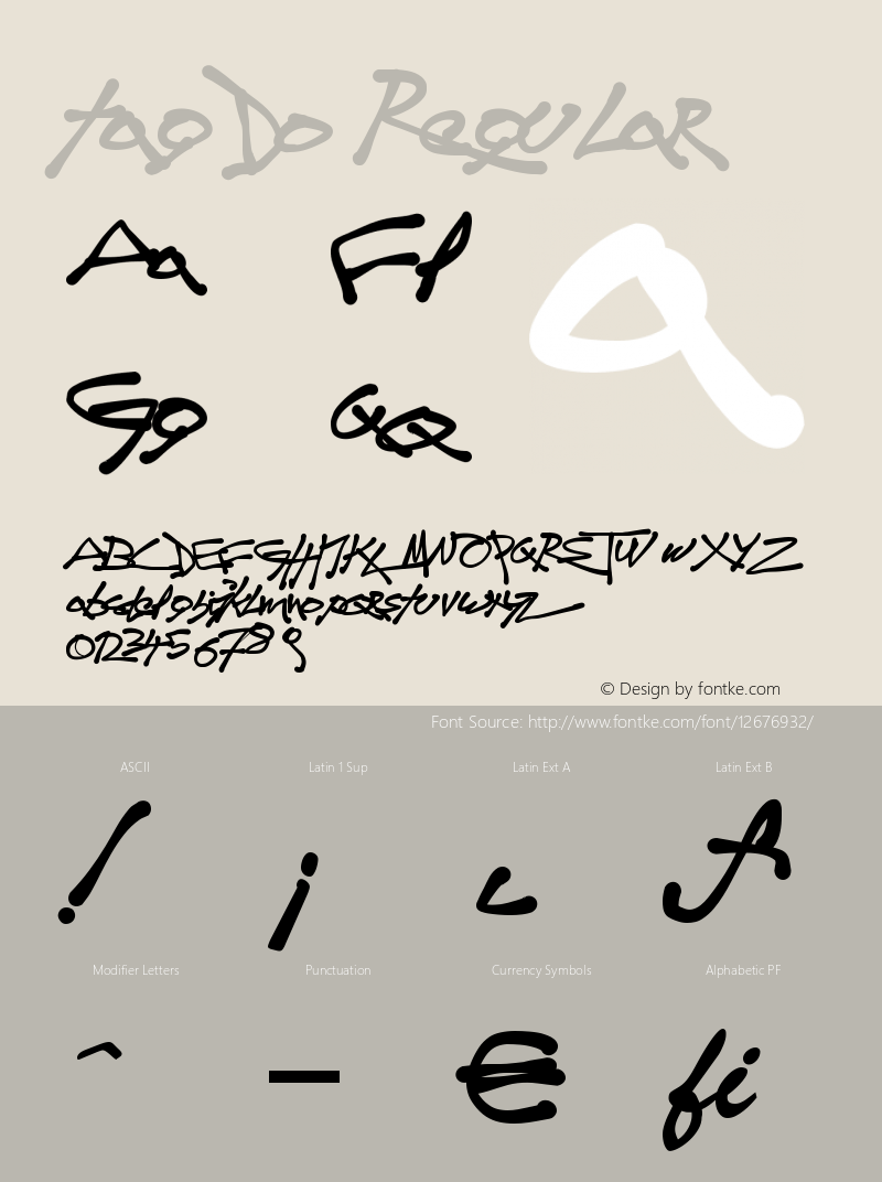 tagDo Regular Version 1.00 Font Sample