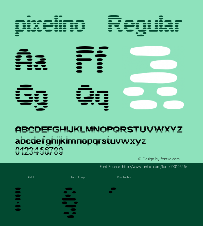 pixelino Regular Unknown Font Sample