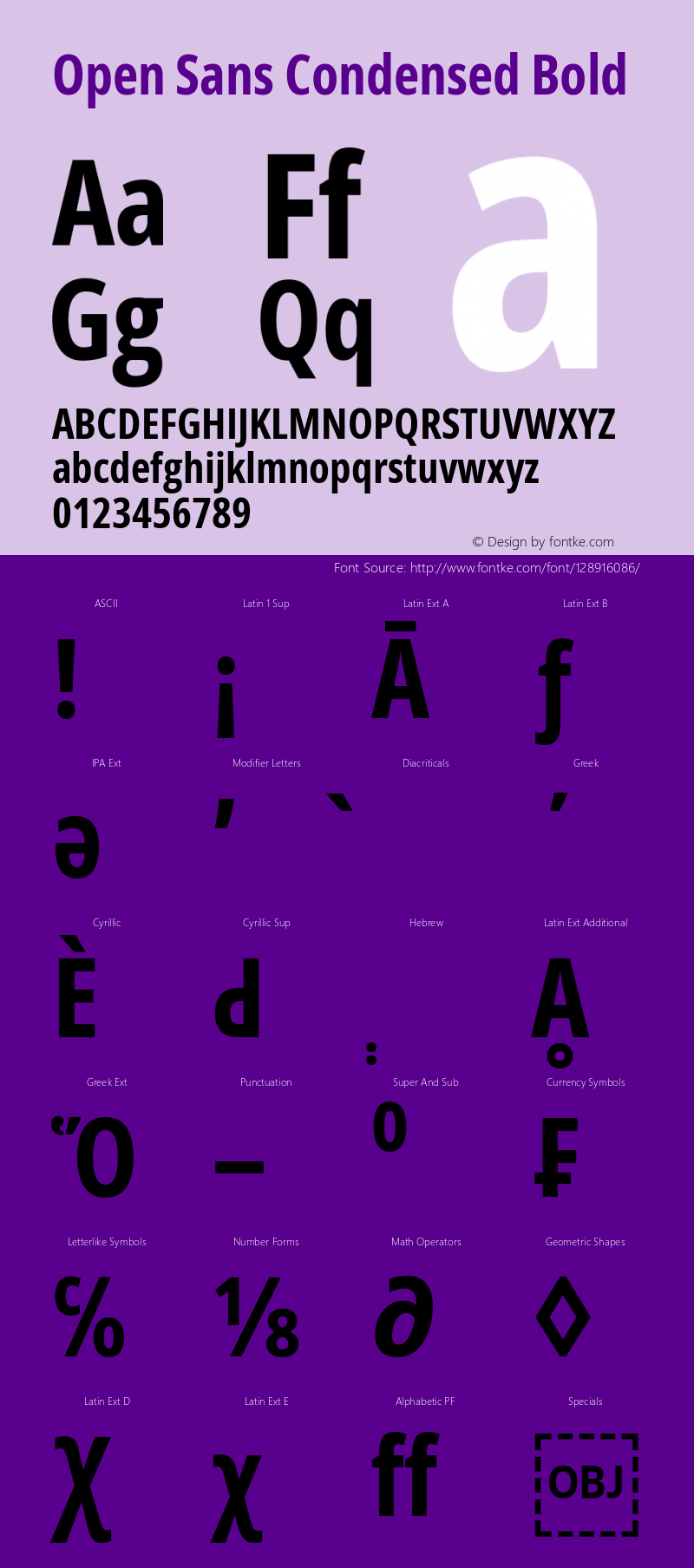 Open Sans Condensed Bold Version 3.000; ttfautohint (v1.8.3) Font Sample