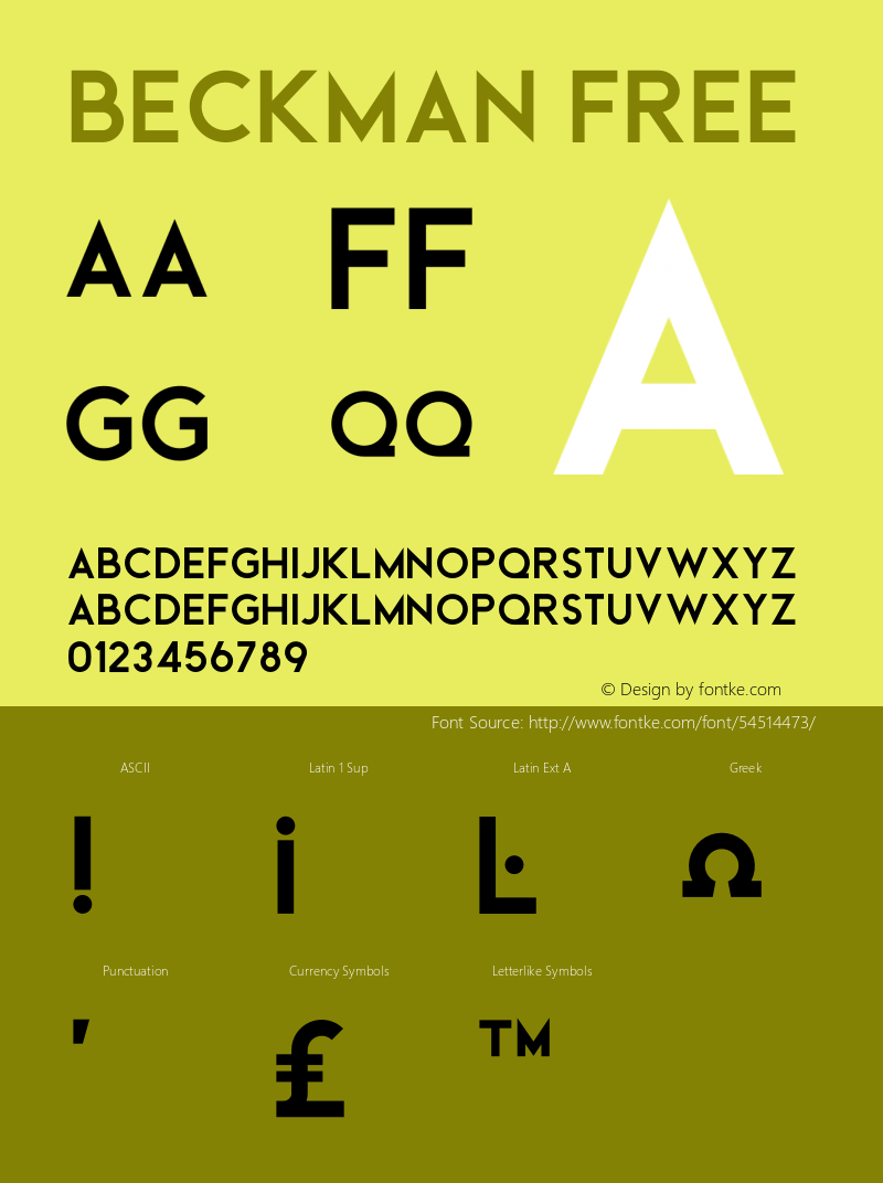 Beckman Free Version 1.002;Fontself Maker 3.4.0 Font Sample