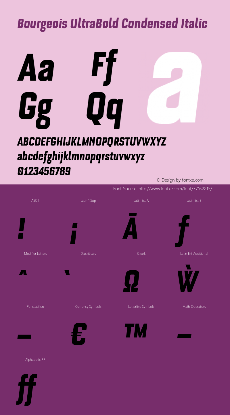 Bourgeois UltraBold Condensed Italic Version 1.105;PS 001.105;hotconv 1.0.88;makeotf.lib2.5.64775 Font Sample