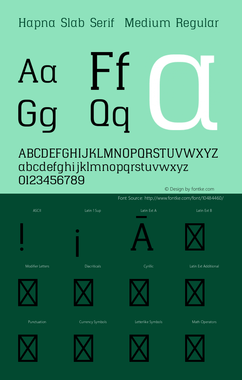 Hapna Slab Serif  Medium Regular Version 1.001;PS 001.001;hotconv 1.0.70;makeotf.lib2.5.58329 Font Sample