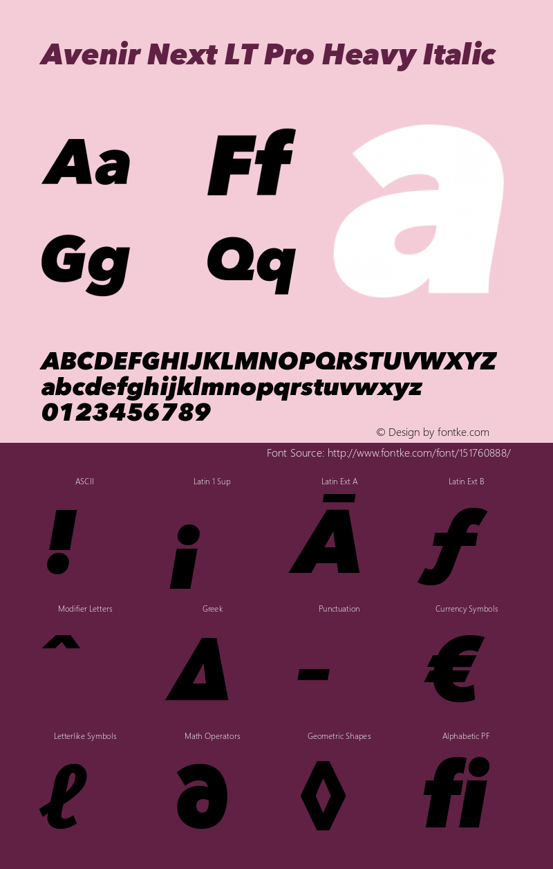 AvenirNextLTPro-HeavyIt Version 3.000 Font Sample