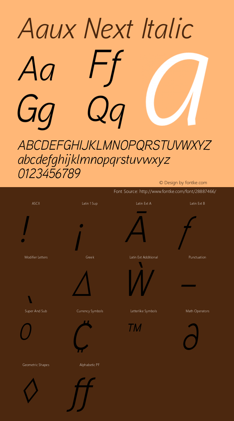 AauxNext-RegularItalic Version 1.000 2008 initial release Font Sample