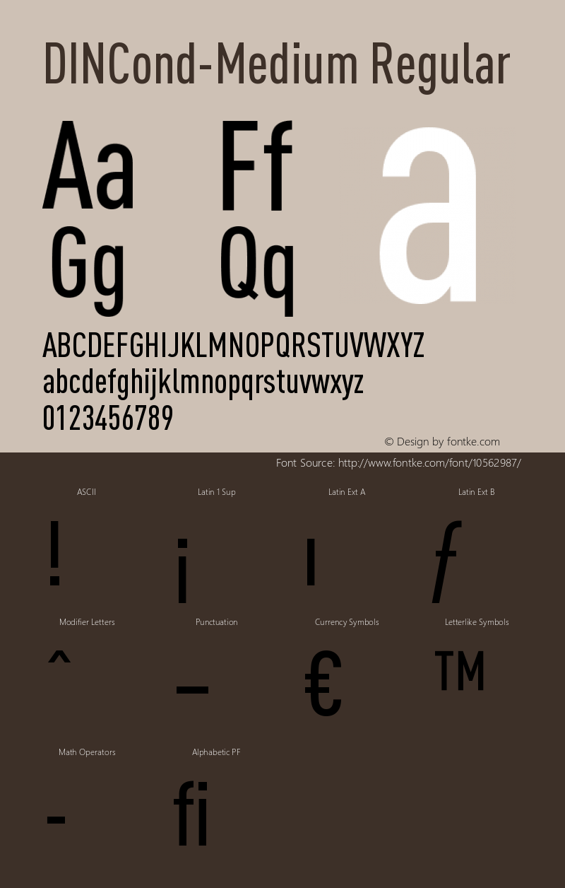 DINCond-Medium Regular 001.000 Font Sample