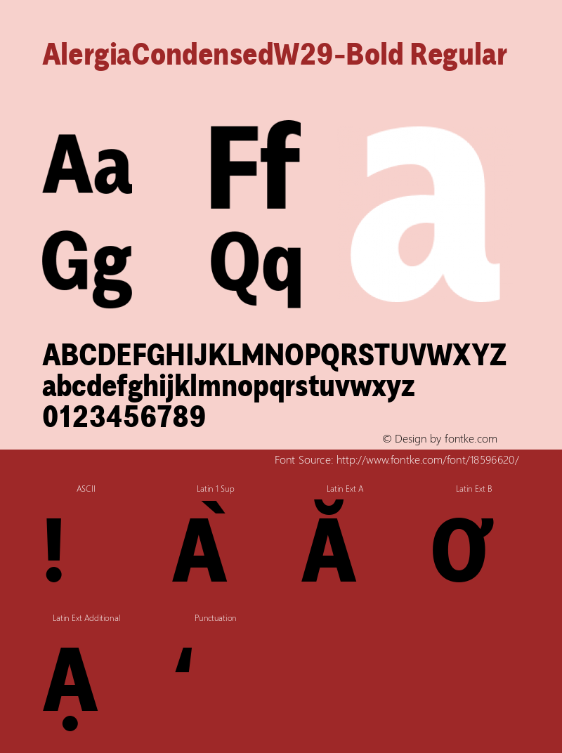 AlergiaCondensedW29-Bold Regular Version 1.00 Font Sample