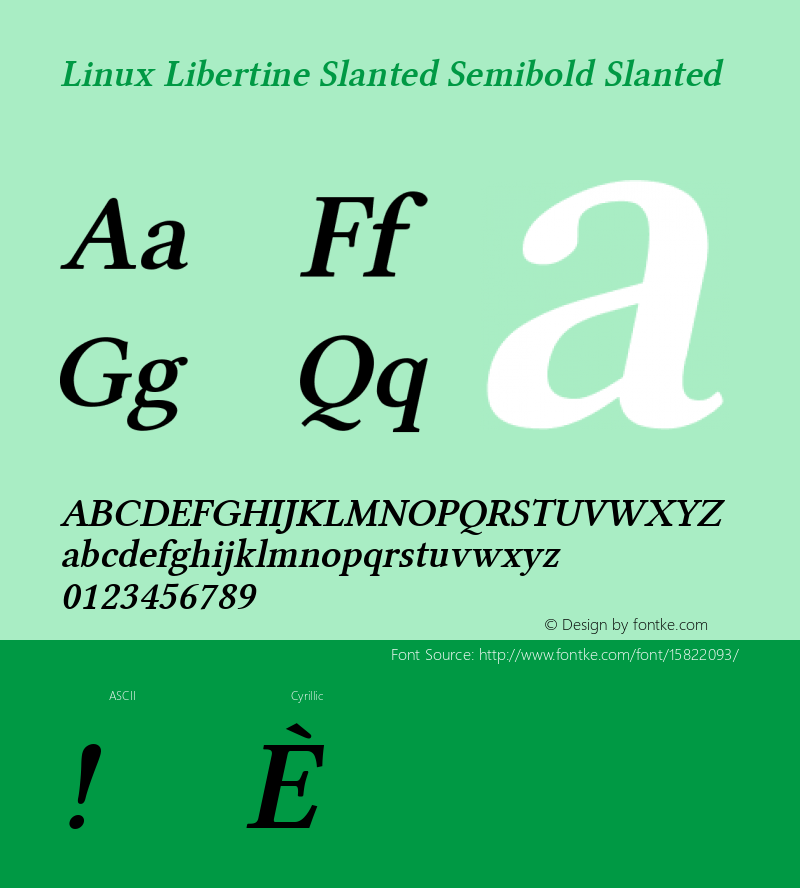 Linux Libertine Slanted Semibold Slanted Version 5.1.1 ; ttfautohint (v1.4.1) Font Sample